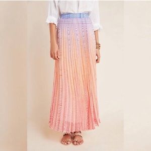 Anthropologie Ombre Pink and Orange Maxi Skirt